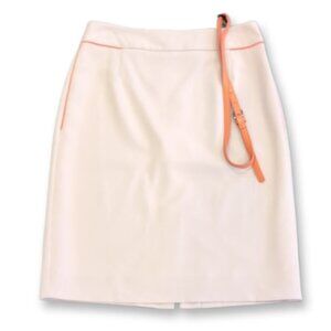 ELIE TAHARI Khaki Pencil Skirt Orange Skinny Belted Stretch Womens Size 6